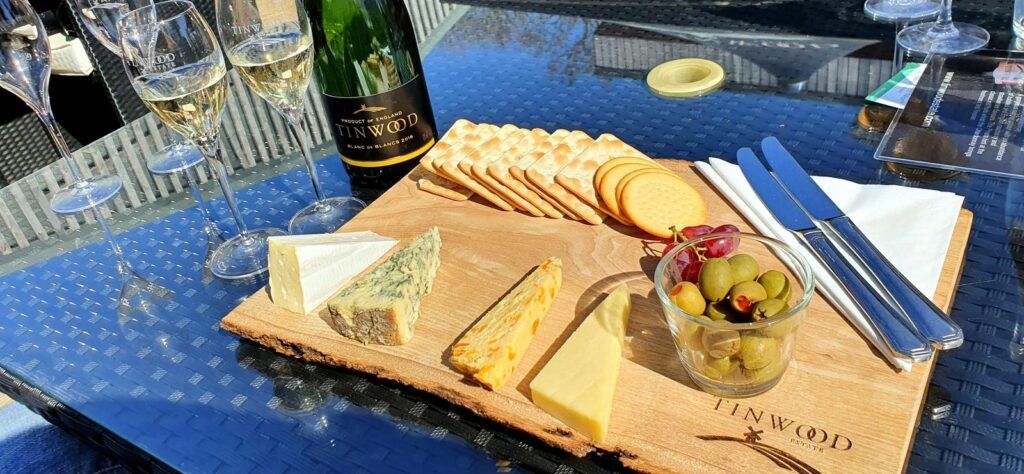 Cheese board at the Tinwood Estate English vineyard