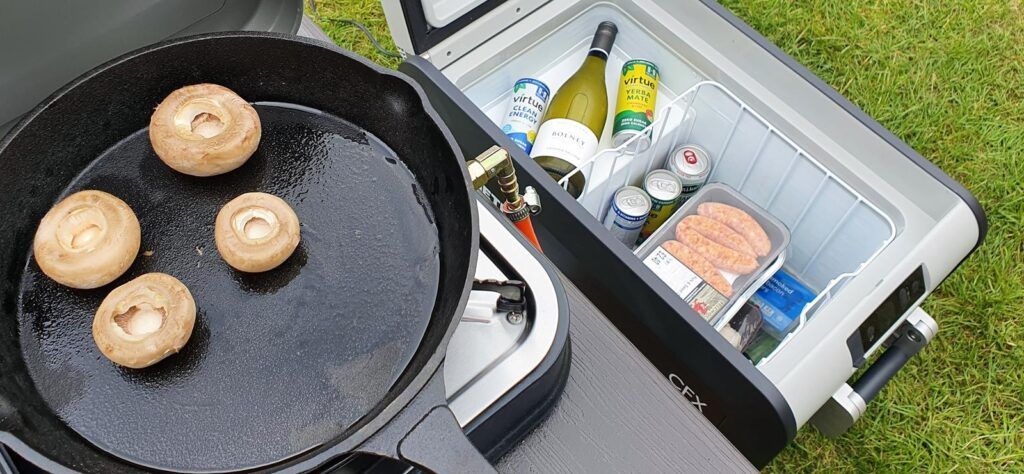 Camping in Comfort - Cadac 2-Cook 2 Pro grille and Dometic CDX3 35 fridge freezer