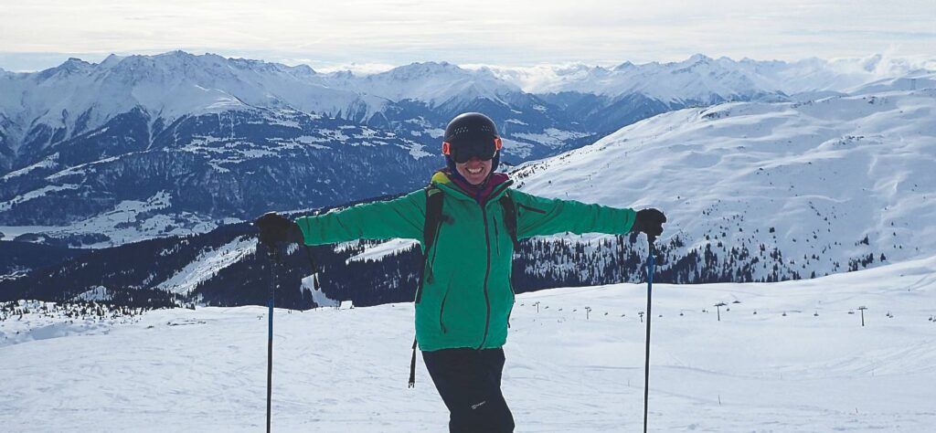 Laax ski resort and CALIBRE's Rosie Fuller.