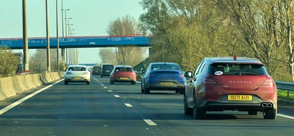 Genesis G70 convoy to Bruges