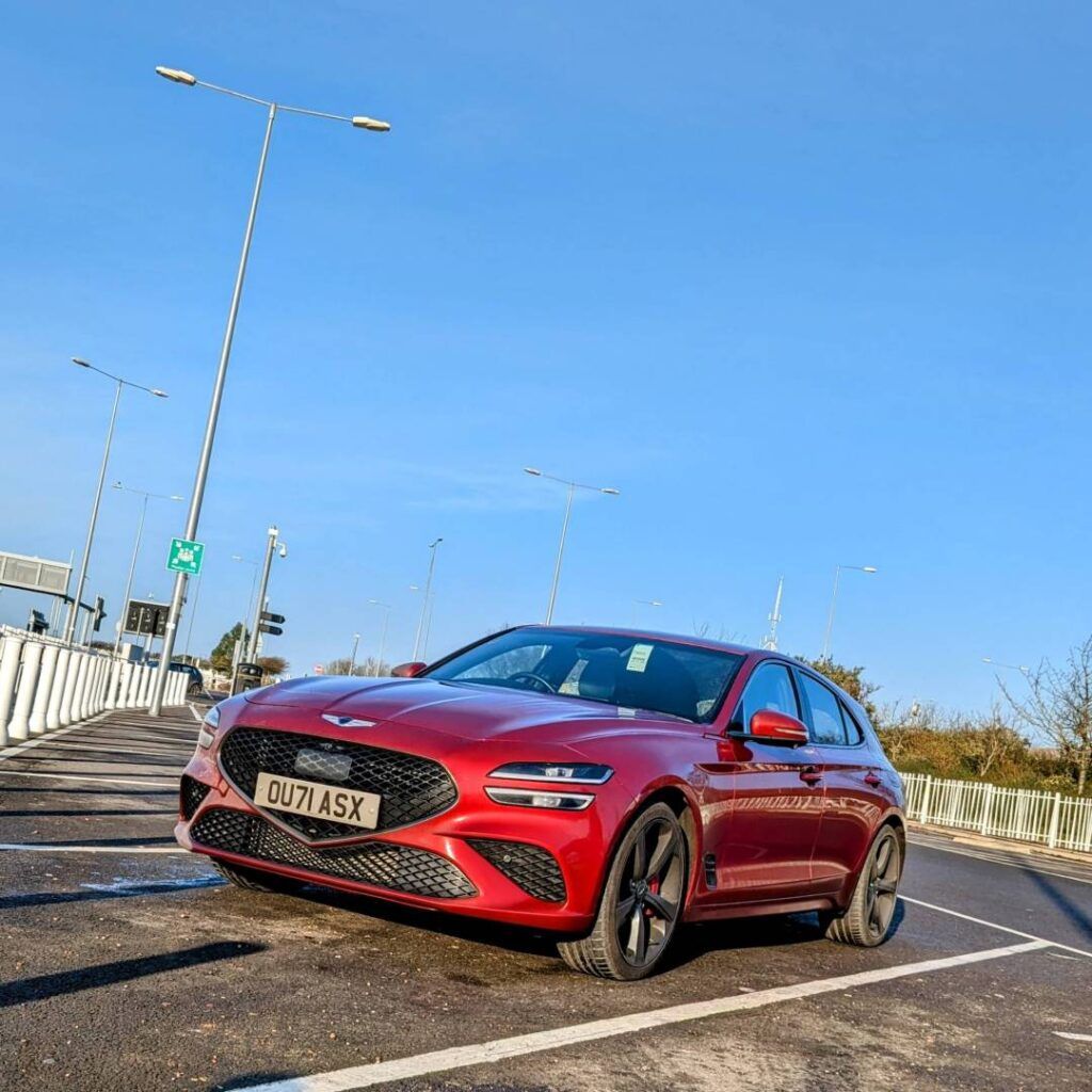 Genesis G70 Shooting Brake at the Eurotunnel on the way to Bruges