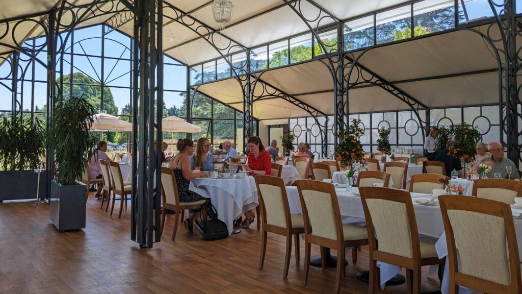 Inside Clementine's on the Lawn dining room interior at Blenheim Palace