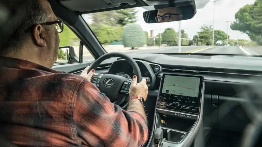 Phil Huff driving the Lexus LBX in Madrid